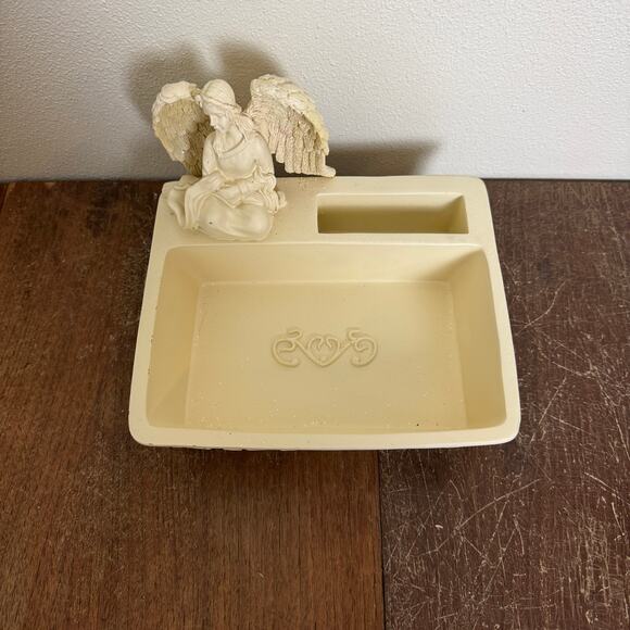 Angelstar Angel Desk Event Decorative Organizer Dish Cream Resin with Glitter - Picture 2 of 10